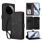 For Xiaomi 15 Ultra Butterfly Love Flower Multi-card Zipper Wallet Leather Phone Case(Black) - 1