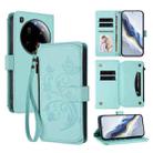 For Xiaomi 15 Ultra Butterfly Love Flower Multi-card Zipper Wallet Leather Phone Case(Mint Green) - 1
