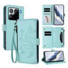 For Xiaomi 15 Pro Butterfly Love Flower Multi-card Zipper Wallet Leather Phone Case(Mint Green) - 1