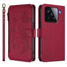 For Xiaomi 15 Butterfly Love Flower Multi-card Zipper Wallet Leather Phone Case(Wine Red) - 2