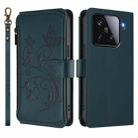 For Xiaomi 15 Butterfly Love Flower Multi-card Zipper Wallet Leather Phone Case(Dark Green) - 2