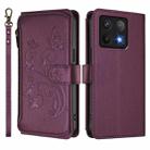 For Xiaomi 14T Pro Butterfly Love Flower Multi-card Zipper Wallet Leather Phone Case(Dark Purple) - 2