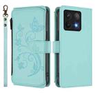 For Xiaomi 14T Pro Butterfly Love Flower Multi-card Zipper Wallet Leather Phone Case(Mint Green) - 2