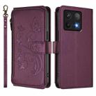 For Xiaomi 14T Butterfly Love Flower Multi-card Zipper Wallet Leather Phone Case(Dark Purple) - 2
