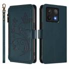 For Xiaomi 14T Butterfly Love Flower Multi-card Zipper Wallet Leather Phone Case(Dark Green) - 2