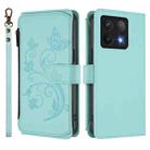 For Xiaomi 14T Butterfly Love Flower Multi-card Zipper Wallet Leather Phone Case(Mint Green) - 2