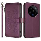 For Xiaomi 14 Ultra Butterfly Love Flower Multi-card Zipper Wallet Leather Phone Case(Dark Purple) - 2