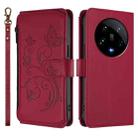 For Xiaomi 14 Ultra Butterfly Love Flower Multi-card Zipper Wallet Leather Phone Case(Wine Red) - 2