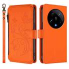 For Xiaomi 14 Ultra Butterfly Love Flower Multi-card Zipper Wallet Leather Phone Case(Orange) - 2