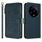 For Xiaomi 14 Ultra Butterfly Love Flower Multi-card Zipper Wallet Leather Phone Case(Dark Green) - 2