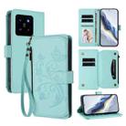 For Xiaomi 14 Butterfly Love Flower Multi-card Zipper Wallet Leather Phone Case(Mint Green) - 1