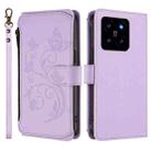 For Xiaomi 14 Butterfly Love Flower Multi-card Zipper Wallet Leather Phone Case(Light Purple) - 2