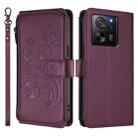 For Xiaomi 13T / 13T Pro / Redmi K60 Ultra Butterfly Love Flower Multi-card Zipper Wallet Leather Phone Case(Dark Purple) - 2