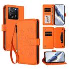 For Xiaomi 13T / 13T Pro / Redmi K60 Ultra Butterfly Love Flower Multi-card Zipper Wallet Leather Phone Case(Orange) - 1