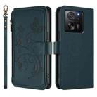 For Xiaomi 13T / 13T Pro / Redmi K60 Ultra Butterfly Love Flower Multi-card Zipper Wallet Leather Phone Case(Dark Green) - 2