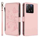 For Xiaomi 13T / 13T Pro / Redmi K60 Ultra Butterfly Love Flower Multi-card Zipper Wallet Leather Phone Case(Pink) - 2