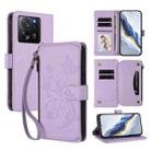 For Xiaomi 13T / 13T Pro / Redmi K60 Ultra Butterfly Love Flower Multi-card Zipper Wallet Leather Phone Case(Light Purple) - 1