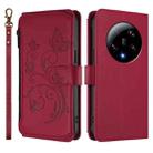 For Xiaomi 13 Ultra Butterfly Love Flower Multi-card Zipper Wallet Leather Phone Case(Wine Red) - 2