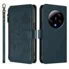 For Xiaomi 13 Ultra Butterfly Love Flower Multi-card Zipper Wallet Leather Phone Case(Dark Green) - 2