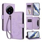 For Xiaomi 13 Ultra Butterfly Love Flower Multi-card Zipper Wallet Leather Phone Case(Light Purple) - 1