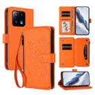 For Xiaomi 13 Pro Butterfly Love Flower Multi-card Zipper Wallet Leather Phone Case(Orange) - 1