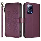 For Xiaomi 13 Lite / Civi 2 Butterfly Love Flower Multi-card Zipper Wallet Leather Phone Case(Dark Purple) - 2