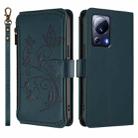 For Xiaomi 13 Lite / Civi 2 Butterfly Love Flower Multi-card Zipper Wallet Leather Phone Case(Dark Green) - 2