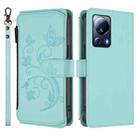For Xiaomi 13 Lite / Civi 2 Butterfly Love Flower Multi-card Zipper Wallet Leather Phone Case(Mint Green) - 2