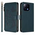 For Xiaomi 13 Butterfly Love Flower Multi-card Zipper Wallet Leather Phone Case(Dark Green) - 2