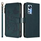 For Xiaomi 12 / Xiaomi 12X / Xiaomi 12S Butterfly Love Flower Multi-card Zipper Wallet Leather Phone Case(Dark Green) - 2