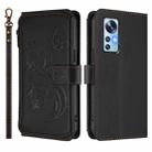 For Xiaomi 12 / Xiaomi 12X / Xiaomi 12S Butterfly Love Flower Multi-card Zipper Wallet Leather Phone Case(Black) - 2