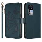 For Xiaomi 12T / 12T Pro / Redmi K50 Ultra Butterfly Love Flower Multi-card Zipper Wallet Leather Phone Case(Dark Green) - 2