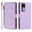 For Xiaomi 12T / 12T Pro / Redmi K50 Ultra Butterfly Love Flower Multi-card Zipper Wallet Leather Phone Case(Light Purple) - 2