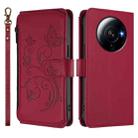 For Xiaomi 12S Ultra Butterfly Love Flower Multi-card Zipper Wallet Leather Phone Case(Wine Red) - 2