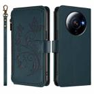 For Xiaomi 12S Ultra Butterfly Love Flower Multi-card Zipper Wallet Leather Phone Case(Dark Green) - 2
