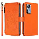 For Xiaomi 12 Pro / 12S Pro Butterfly Love Flower Multi-card Zipper Wallet Leather Phone Case(Orange) - 2