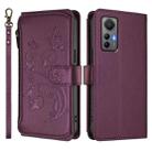 For Xiaomi 12 Lite Butterfly Love Flower Multi-card Zipper Wallet Leather Phone Case(Dark Purple) - 2