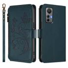 For Xiaomi 12 Lite Butterfly Love Flower Multi-card Zipper Wallet Leather Phone Case(Dark Green) - 2