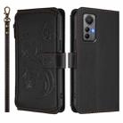 For Xiaomi 12 Lite Butterfly Love Flower Multi-card Zipper Wallet Leather Phone Case(Black) - 2