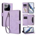 For Xiaomi 15T Pro 5G Butterfly Love Flower Multi-card Zipper Wallet Leather Phone Case(Light Purple) - 1