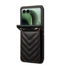 For Motorola Razr+ 2025 / 2024 Rhombic Folding Leather Phone Case with Long Lanyard(Black) - 3