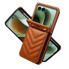 For Motorola Razr 60 Ultra / Ultra 2025 Rhombic Folding Leather Phone Case with Long Lanyard(Brown) - 2