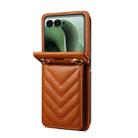 For Motorola Razr 60 Ultra / Ultra 2025 Rhombic Folding Leather Phone Case with Long Lanyard(Brown) - 3