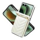 For Motorola Razr 60 Ultra / Ultra 2025 Rhombic Folding Leather Phone Case with Long Lanyard(White) - 2