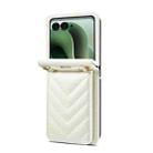 For Motorola Razr 60 Ultra / Ultra 2025 Rhombic Folding Leather Phone Case with Long Lanyard(White) - 3