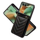 For Motorola Razr 60 / Razr 2025 Rhombic Folding Leather Phone Case with Long Lanyard(Black) - 2