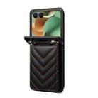 For Motorola Razr 60 / Razr 2025 Rhombic Folding Leather Phone Case with Long Lanyard(Black) - 3