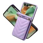 For Motorola Razr 60 / Razr 2025 Rhombic Folding Leather Phone Case with Long Lanyard(Purple) - 2