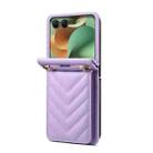 For Motorola Razr 60 / Razr 2025 Rhombic Folding Leather Phone Case with Long Lanyard(Purple) - 3