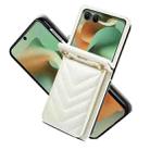 For Motorola Razr 60 / Razr 2025 Rhombic Folding Leather Phone Case with Long Lanyard(White) - 2
